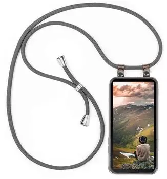 moex Free Spirit Handykette f&uuml;r Sony Xperia 10 VI, Stoff Kordel 155cm, grau