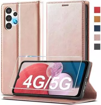 LuxusKollektion Flip Case Klapphülle für Samsung Galaxy A13/A04S, Leder, rosa