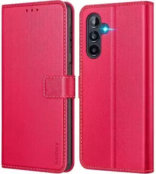 LuxusKollektion Flip Case für Samsung Galaxy A04s / A13 5G, Leder, rot, mit Kartenfächern