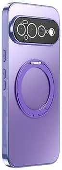 Wigento Handyhülle MagSafe Dreh Ring für Google Pixel 11 Pro XL 6,8 Zoll, Kameraschutz Glas, Glänzend, Stoßfest, Lila