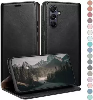 LuxusKollektion Galaxy A16 Klapph&uuml;lle Leder, Kartenfach, RFID-Schutz, schwarz