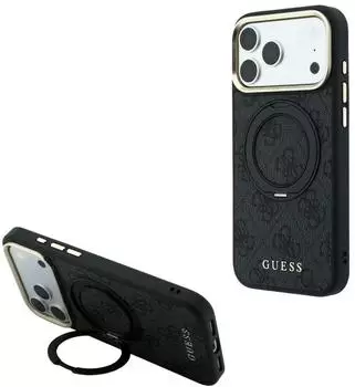 Guess H&uuml;lle Ring Stand 360 4G Classic Logo MagSafe Apple iPhone 18 Pro / 17 Pro Schwarz