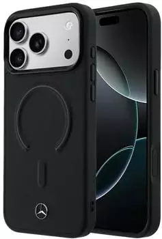 Mercedes-Benz Leder 3D MagSafe H&uuml;lle f&uuml;r iPhone 18 Pro Max, schwarz