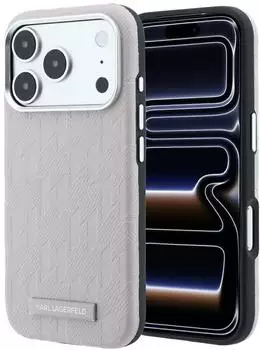 Karl Lagerfeld Grained Mono Resin Logo MagSafe H&uuml;lle f&uuml;r iPhone 17 Pro Max, pink (KLHMP18X6PWKLMHP)