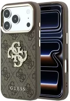 Guess 4G & Gro&szlig;es Strass-Logo H&uuml;lle f&uuml;r iPhone 17 Pro Max / 18 Pro Max, braun