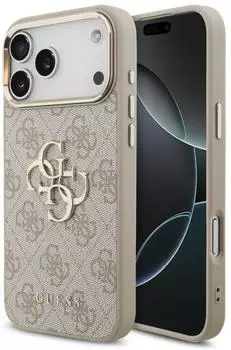 Guess 4G Big Classic Logo H&uuml;lle f&uuml;r iPhone 17 Pro Max, pink/gold (GUHCP18X4GMGCPI)