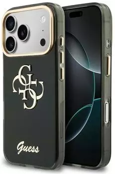CG Mobile Guess IML 4G Script Metal H&uuml;lle f&uuml;r iPhone 17 Pro Max / 18 Pro Max, schwarz