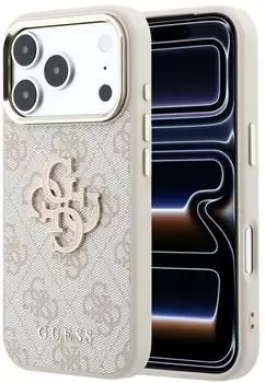 Guess 4G Harz Metalllogo H&uuml;lle f&uuml;r iPhone 18 Pro Max, pink (GUHCP18X6P4SRMLP)