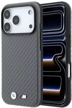 BMW M Carbon Metal Logo MagSafe H&uuml;lle f&uuml;r iPhone 18 Pro Max, grau