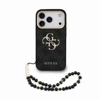 Guess H&uuml;lle PU 4G Metall Logo Gurt f&uuml;r Apple iPhone 18 Pro / iPhone 17 Pro Schwarz