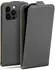 moex Flip Case iPhone 15 Pro Max, Klapphülle PU-Leder, grau (F-17720-GRAU)