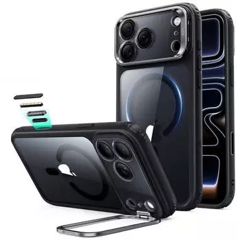ESR Classic Hybrid HaloLock Kickstand Case iPhone 18 Pro Max / 17 Pro Max Clear Black
