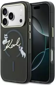 Karl Lagerfeld H&uuml;lle IML Karl Script Logo MagSafe Apple iPhone 18 Pro Max / 17 Pro Max Schwarz