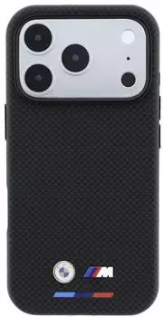 BMW H&uuml;lle M Quadrille Kevlar Tricolor & Metal Logo MagSafe Apple iPhone 18 Pro Max / 17 Pro Max Schwarz