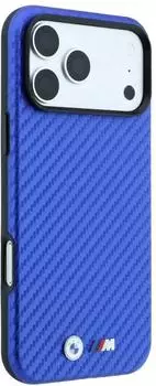 BMW H&uuml;lle M Carbon Metal Logo MagSafe Apple iPhone 18 Pro / 17 Pro Blau
