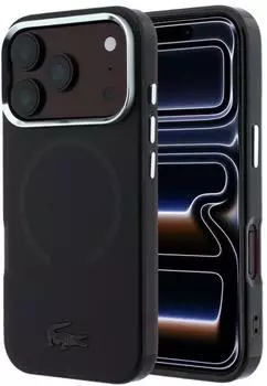 Lacoste IML Frosted MagSafe Hülle Metal Frame, iPhone 17 Pro, bordeaux (LCHMP18L6UFRTDR)