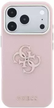Guess Hardcase Grained Big Resin Logo, iPhone 17 Pro / 18 Pro, pink (GUHCP18L6PSS4RGP)