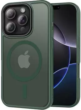 LuxusKollektion H&uuml;lle f&uuml;r iPhone 16 Pro MagSafe, Kameraschutz, transluzent dunkelgr&uuml;n
