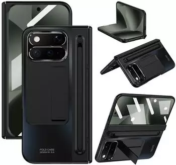 Wigento Handyh&uuml;lle f&uuml;r Google Pixel 11 Pro Fold, Scharnierschutz, Stiftfach, Kickstand (91206)