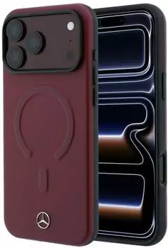CG Mobile Mercedes 3D MagSafe H&uuml;lle f&uuml;r iPhone 18 Pro Max / 17 Pro Max, Kunstleder, burgunderrot