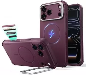 ESR Cyber Armor Kickstand iPhone 18 Pro Max / 17 Pro Max Frosted Deep Burgundy