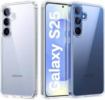 LuxusKollektion Handyh&uuml;lle f&uuml;r Samsung Galaxy S25, transparent, 360&deg; Airbags, Milit&auml;rschutz, Anti-Vergilbung