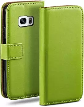 moex Book Case für Samsung Galaxy S7, Klapphülle mit Kartenfach, PU-Leder, grün (W-212821-H-GRUEN)
