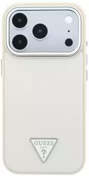 Guess Grained Triangle Logo MagSafe H&uuml;lle, iPhone 17 Pro / 18 Pro, beige (GUHMP18LPGSMTLSE)