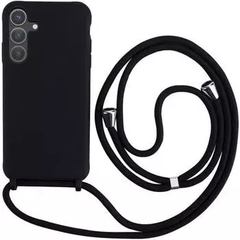 LuxusKollektion Handyhülle mit Band für Samsung Galaxy S25 FE, Silikon, schwarz