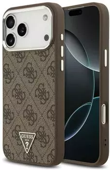 Guess 4G Triangle Logo MagSafe H&uuml;lle f&uuml;r iPhone 17/18 Pro Max, braun/silber (GUHMP18XP4TSRCMW)