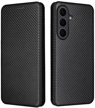 Wigento Handyhülle Kunstleder für Samsung Galaxy S26 FE Carbon Optik Smart Schutz