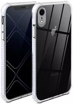 ONEFLOW Cushion Case iPhone XR, Silikon transparent, Bumper Backcover (Weiß)