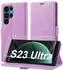 LuxusKollektion Flip Case Galaxy S23 Ultra Kunstleder lila mit Kartenfach