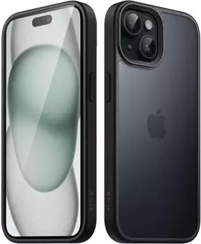 LuxusKollektion iPhone 15 Schutzh&uuml;lle, matt, sto&szlig;fest, schwarz