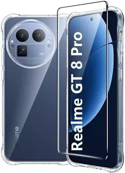 LuxusKollektion Realme GT 8 Pro Handyhülle mit Schutzfolie, transparent, Silikon
