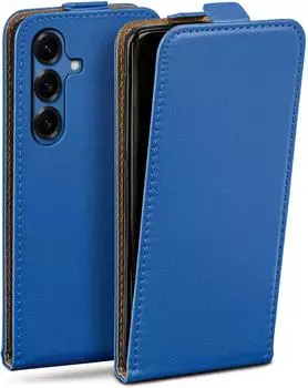 moex Flip Case Samsung Galaxy S25 Klapph&uuml;lle PU-Leder, blau