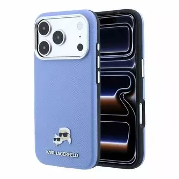 Karl Lagerfeld Case Grained Heads Metal MagSafe Apple iPhone 17 Pro Max / 18 Pro Max Blau