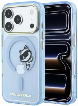 Karl Lagerfeld Case Peekaboo Logo MagSafe Apple iPhone 17 Pro / 18 Pro Hellblau