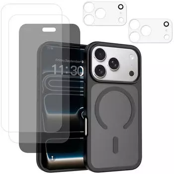Wigento MagSafe Handyh&uuml;lle 6-in-1 Set mit Schutzglas & Kameraschutz f&uuml;r iPhone 18 Pro