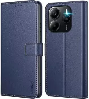 LuxusKollektion Klapphülle Redmi Note 14 4G Kunstleder dunkelblau mit Kartenfächern