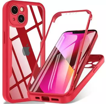 LuxusKollektion iPhone 13 Schutzhülle mit Displayschutz, stoßfest, rot