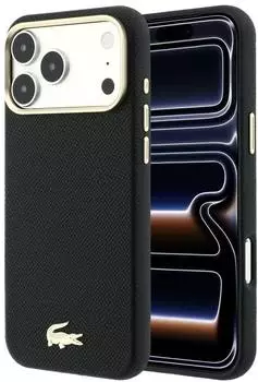 Lacoste Case Champs Elysees Prägung MagSafe Apple iPhone 18 Pro Max / 17 Pro Max Schwarz