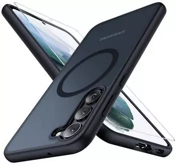 LuxusKollektion Samsung Galaxy S21 5G H&uuml;lle, magnetisch mit Schutzfolie, schwarz