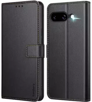 LuxusKollektion Pixel 9a 5G Klapphülle Kunstleder, Kartenfach, Standfunktion, schwarz