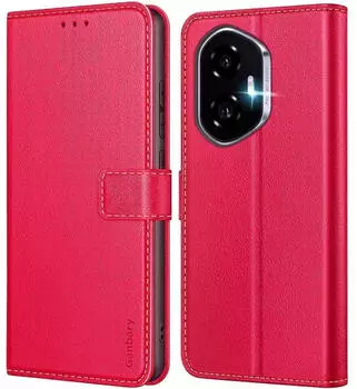 LuxusKollektion Flip Case für Honor 400 5G, Kunstleder, rot, mit Kartenfächern und Standfunktion