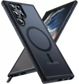 LuxusKollektion Galaxy S22 Ultra Hülle MagSafe, stoßfest, Kameraschutz, schwarz