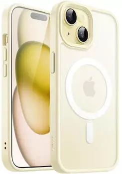 LuxusKollektion iPhone 15 Hülle MagSafe, durchscheinend matt, gelb, stoßfest