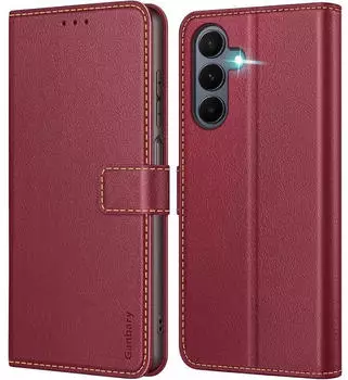 LuxusKollektion Klapphülle für Samsung Galaxy A16 4G/5G Kunstleder, weinrot, Kartenschlitze