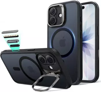 LuxusKollektion iPhone 17 Hülle MagSafe, Ständer, Kamerasteuerung, mattschwarz