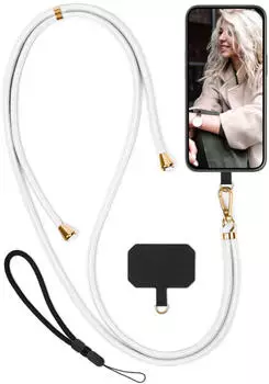 moex Unleash Handykette für Nothing Phone (3a) Lite, abnehmbar, weiß/gold
